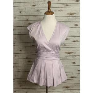BCBGMaxAzria light purple wrap V-neck tie-back waist peplum top Size Medium